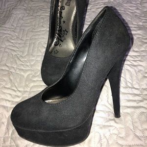 Platform Black Suede Heels